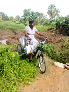 Sierra Leone farmer Aminata Sesay on her cargo trike